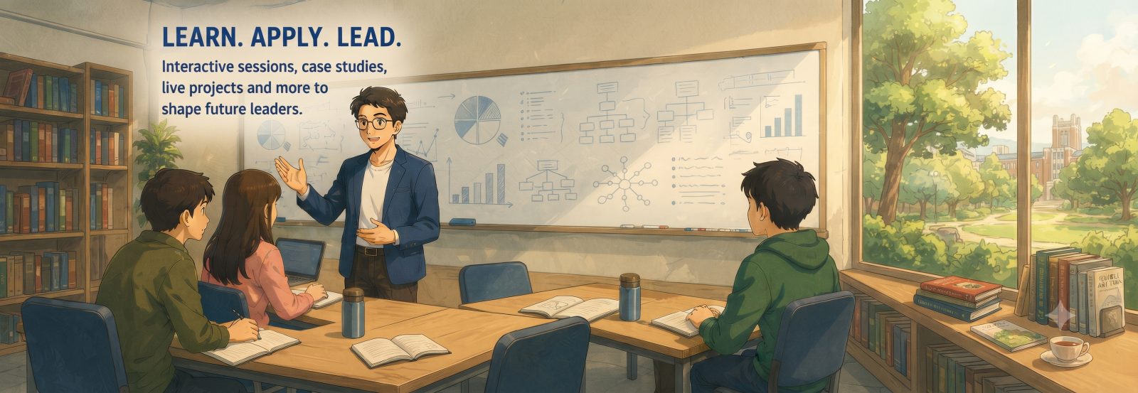 Learn, apply, lead — interactive sessions and live projects